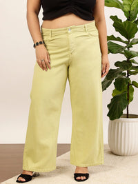 CURVY STREET jean Women Clean Look Pure Cotton Wide Leg Jeans
