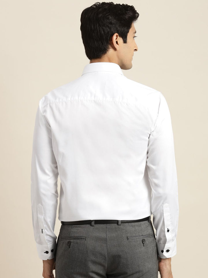 Hancock Men White Pure Cotton Slim Fit Tuxedo Shirts
