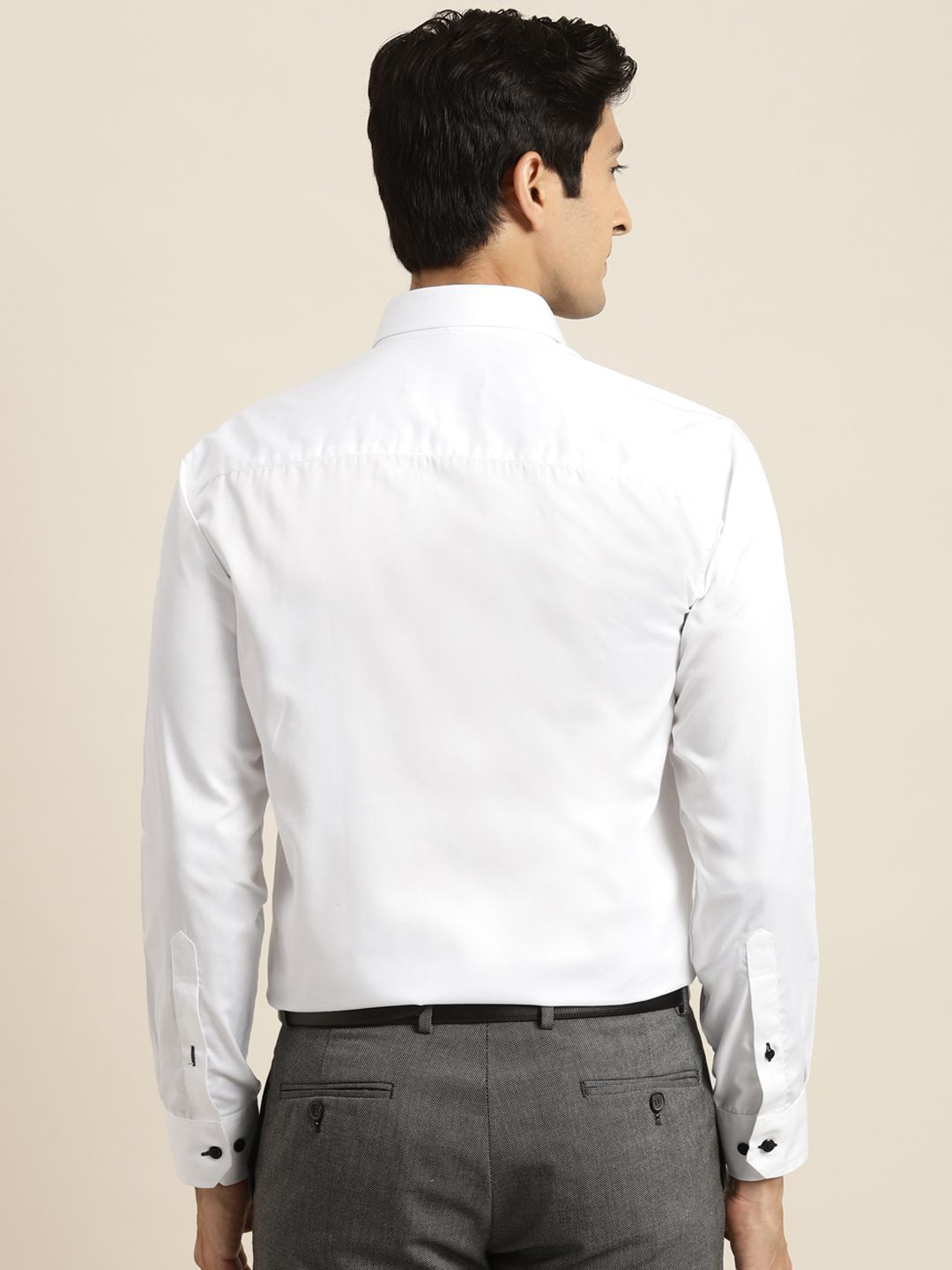 Hancock Men White Pure Cotton Slim Fit Tuxedo Shirts