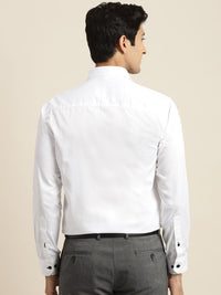 Hancock Men White Pure Cotton Slim Fit Tuxedo Shirts