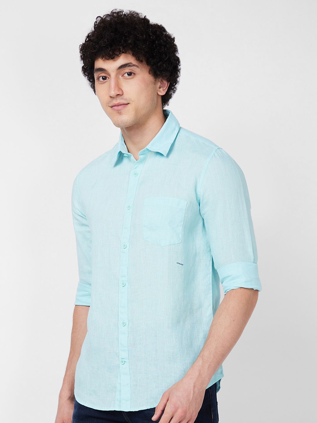 SPYKAR Spread Collar Linen Casual Shirt