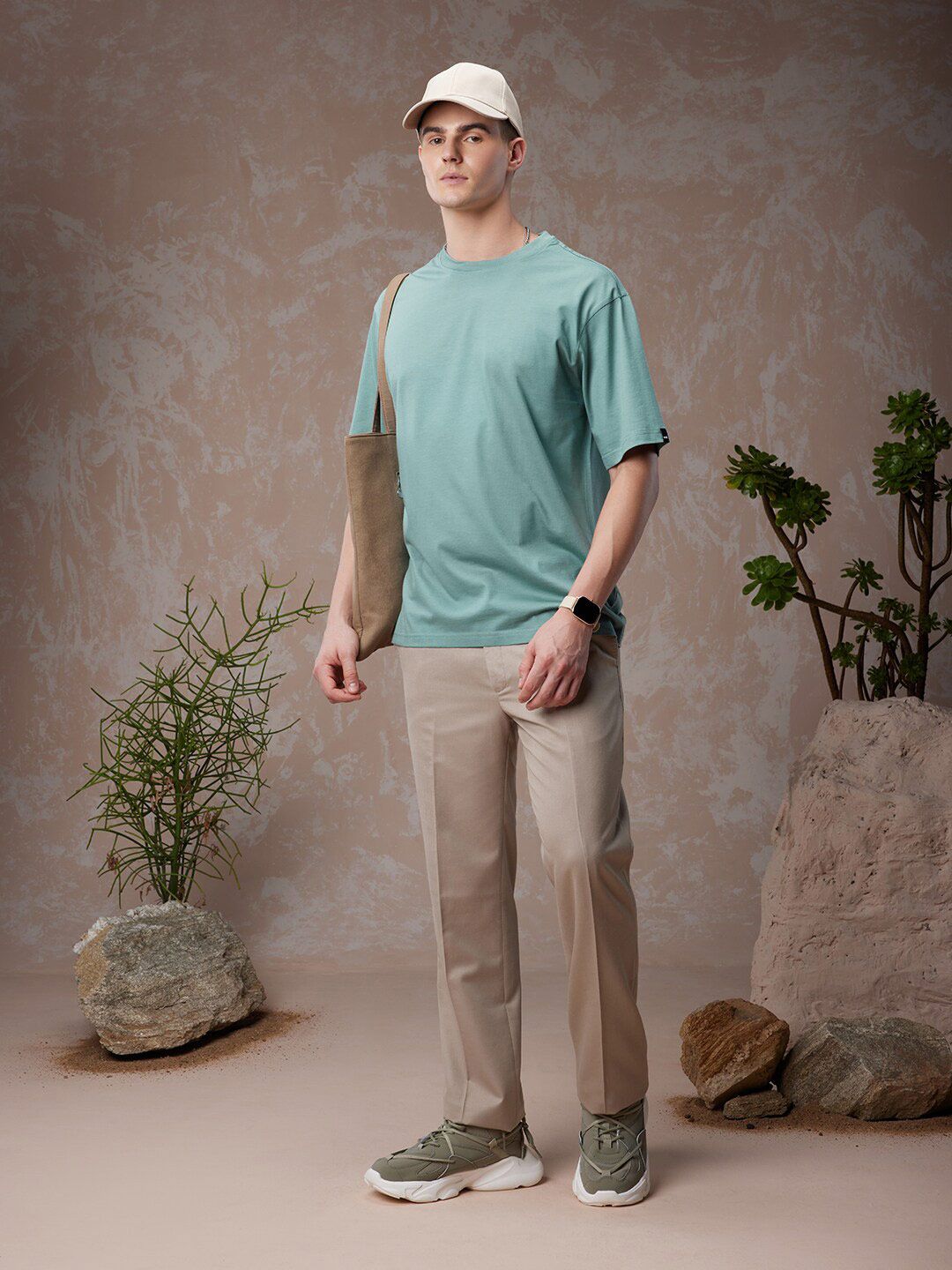 Bewakoof American Pima Round Neck Short Sleeve Cotton Oversized T-shirt