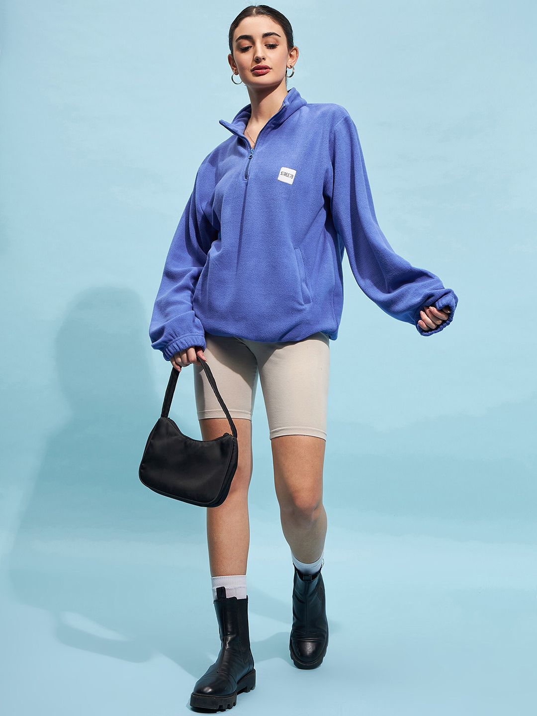 STREET 9 High Neck Crop Sweatshirt