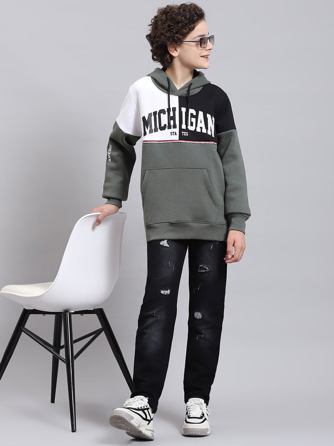 Monte Carlo Boys Typography Printed Hooded Pullover