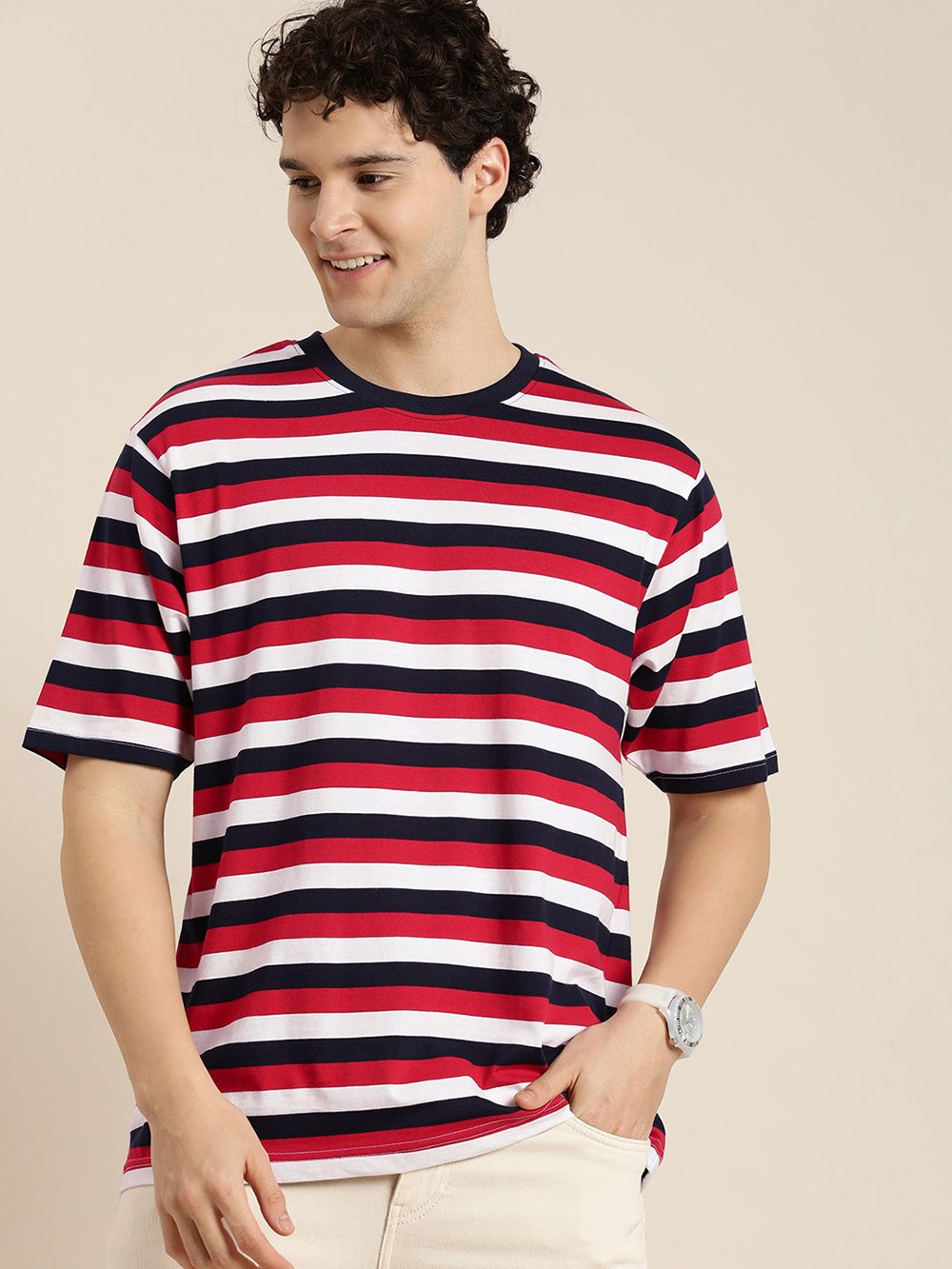 DILLINGER Men Striped Loose T-shirt