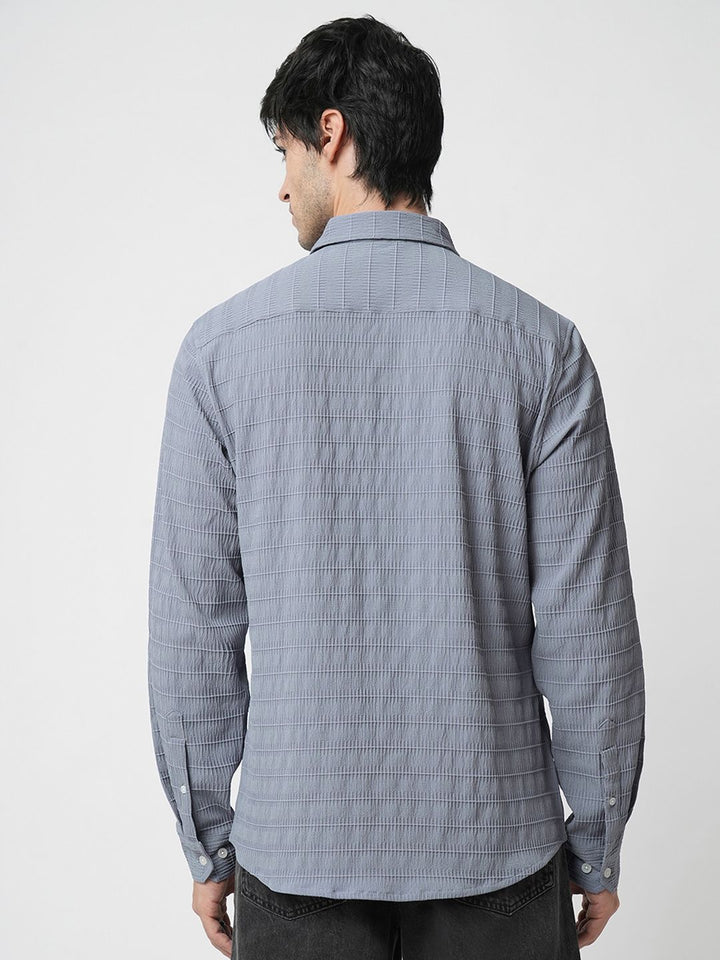 VASTRADO Men Classic Fit Spread Collar Textured Casual Shirt