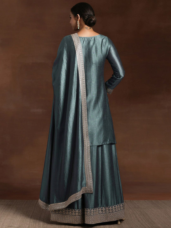 Libas Floral Embroidered Zari Kurta with Palazzos & With Dupatta