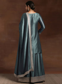 Libas Floral Embroidered Zari Kurta with Palazzos & With Dupatta