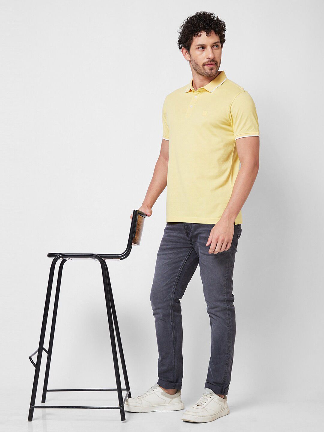 T-Shirt Kapas Kolar Kolar Spykar Polo Slim Fit