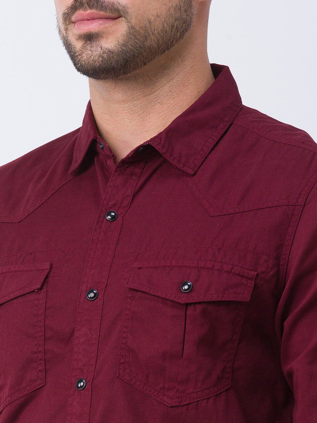 SPYKAR Men Maroon Slim Fit Casual Shirt