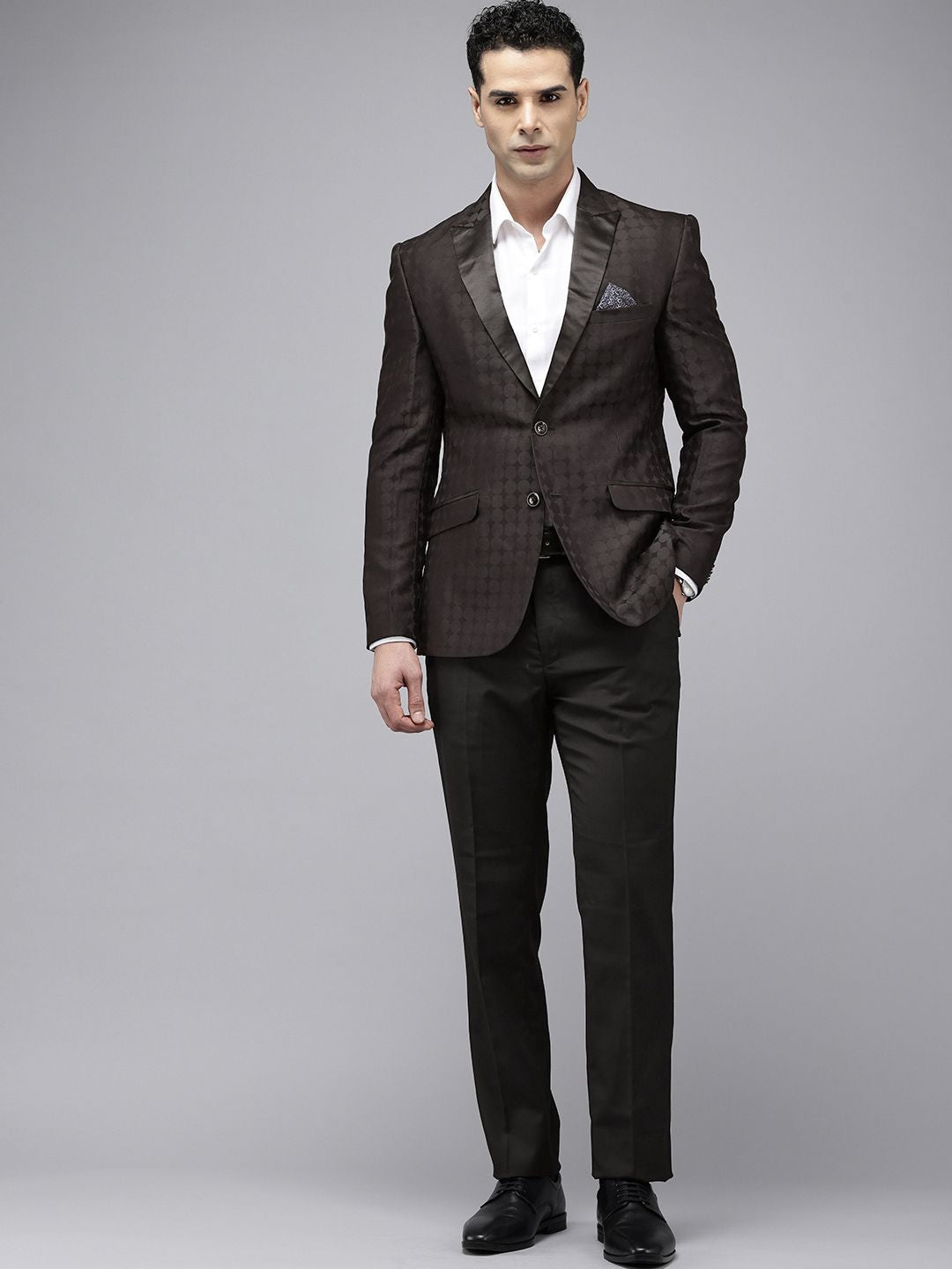 Park Avenue Self Design Single Breasted Super Slim Fit 2-Peice Party Suit
