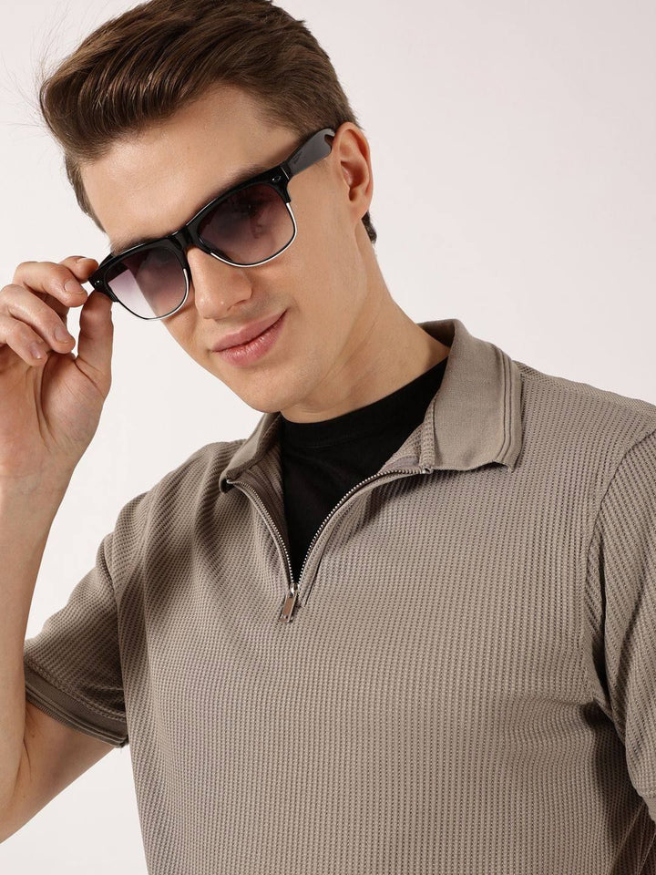 Thomas Scott Men Self Design Polo Collar Oversized T-shirt
