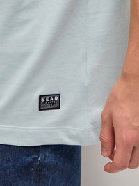 T-shirt Leher Tipografi Bear House Applique Applique T-Shirt Santai