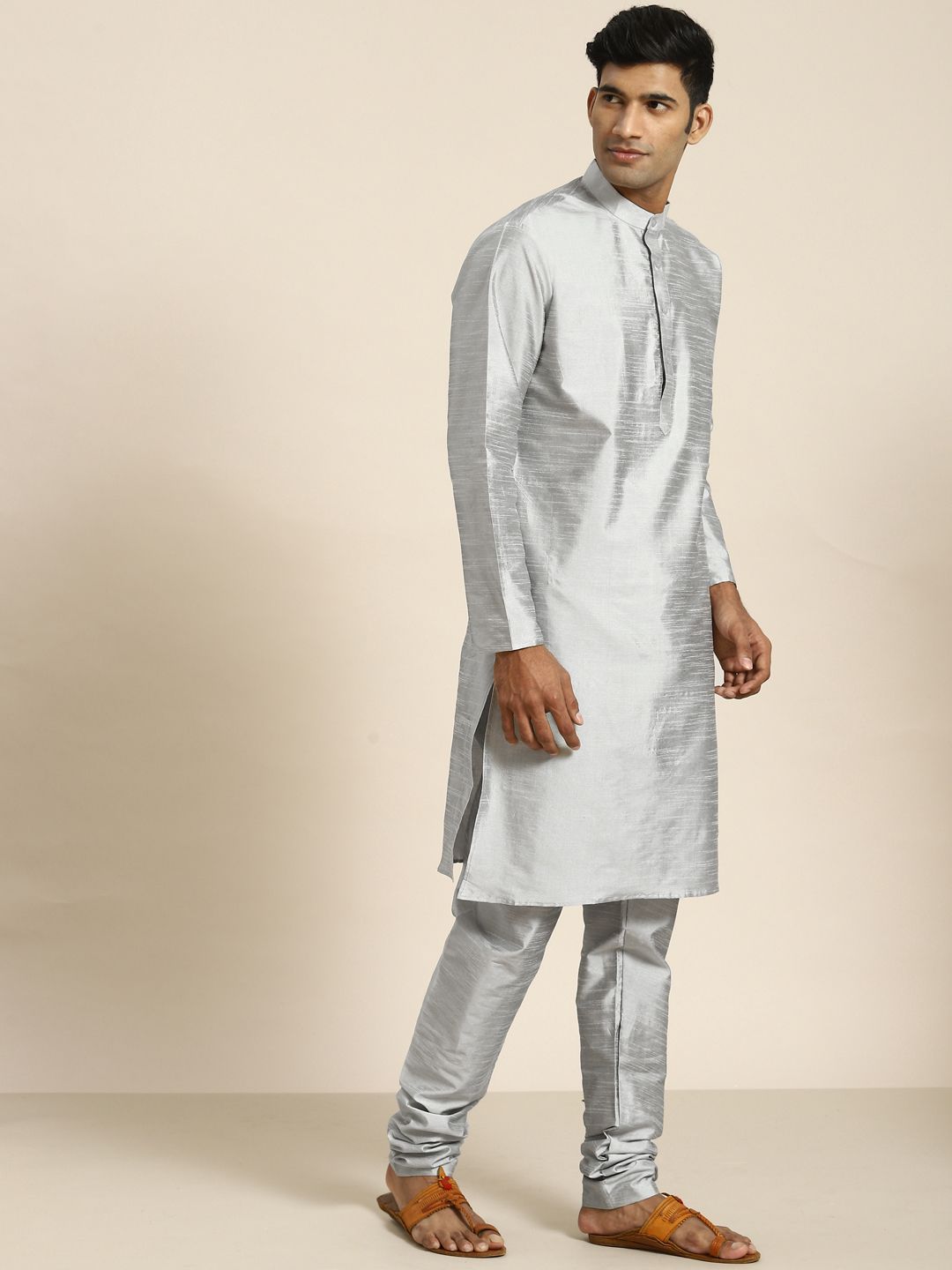 SOJANYA Men Woven Design Kurta with Churidar with Nehru Jacket