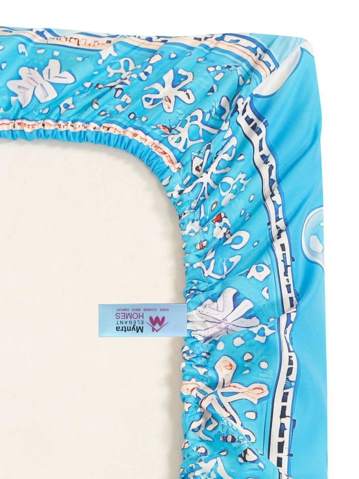 Myntra Elegant Homes Biru & Merah Jambu Watak Kartun 400 TC Cadar King dengan 2 Sarung Bantal