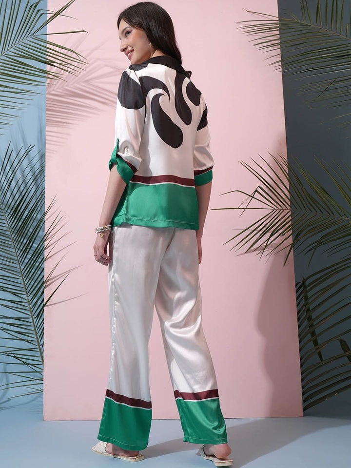 Tokyo Talkies Printed Blazer & Top With Trouser Co-Ords