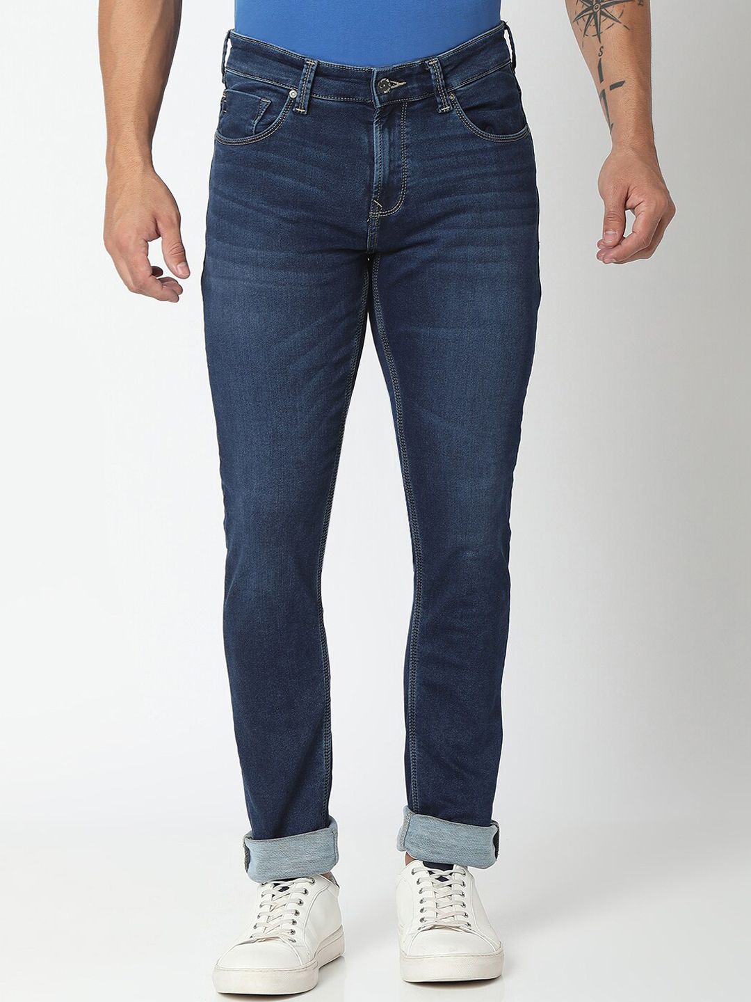 SPYKAR Men Blue Slim Fit Low-Rise Light Fade Jeans