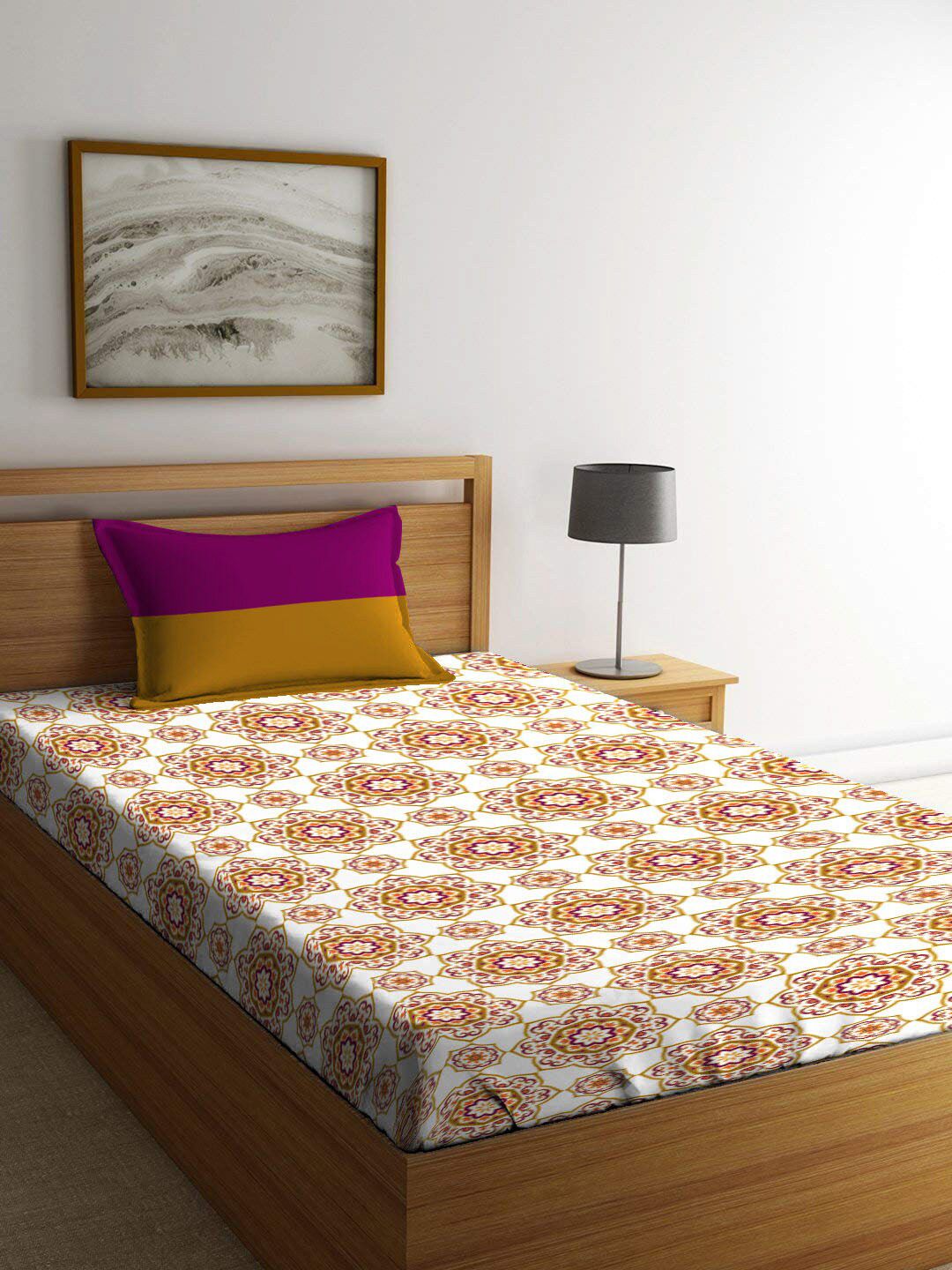 TRIDENT Majestic Mandala Urban Comfort Flat 144TC Single Pure Cotton Bedsheet Set