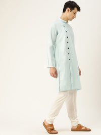 SOJANYA Men Blue Solid Straight Kurta