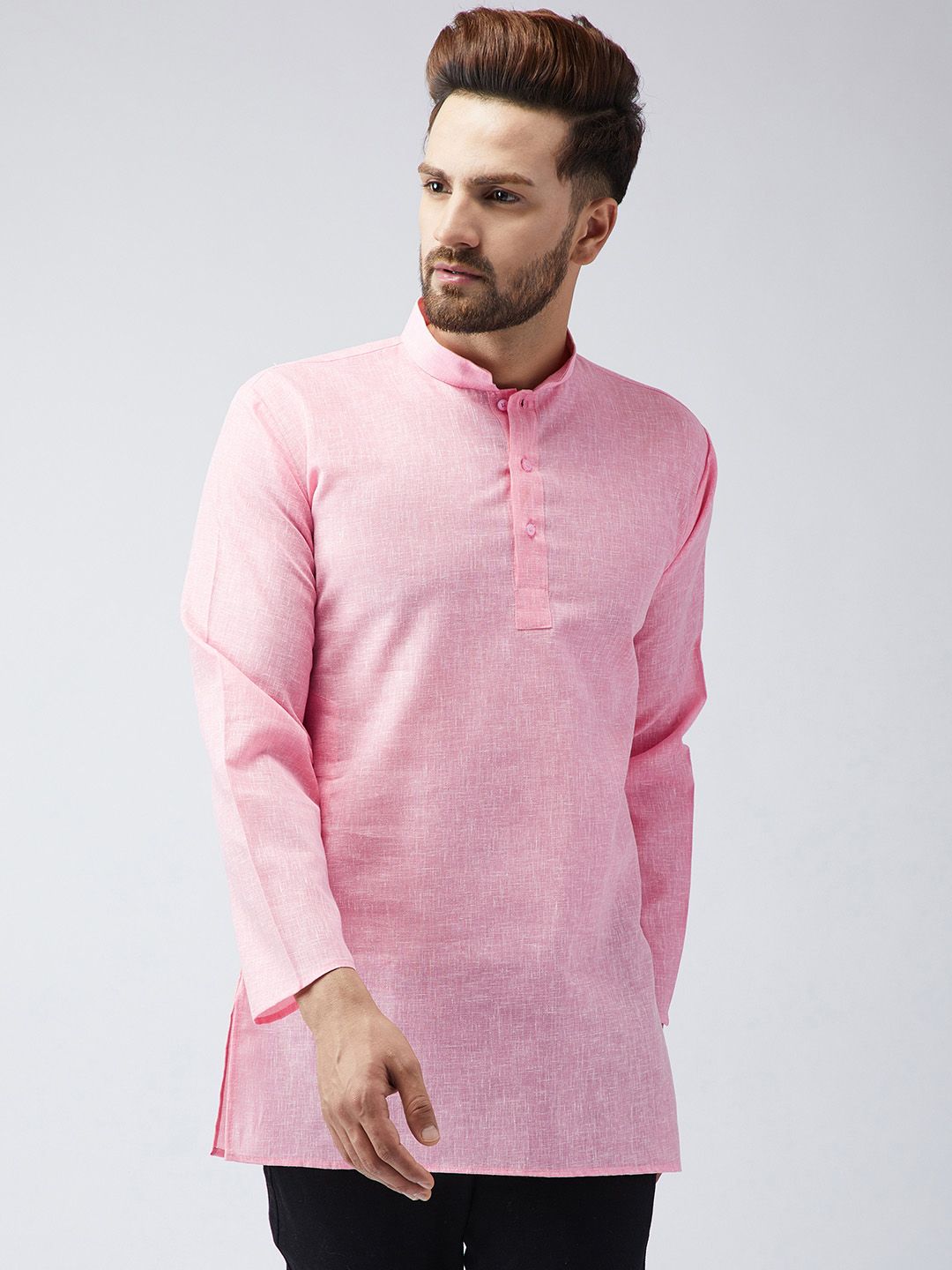 SOJANYA Men Pink Solid Short Kurta