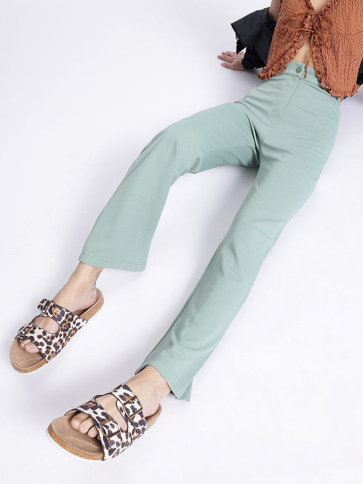 DressBerry Women Street Savvy Textured Cut-Out Detail Trousers