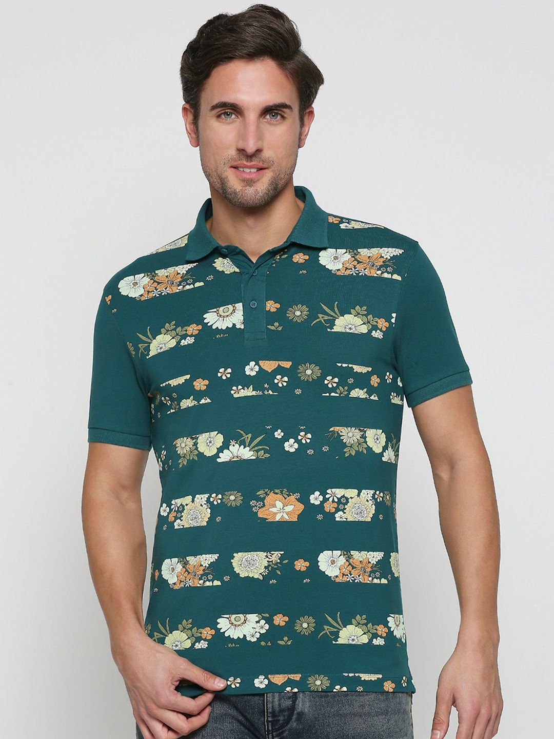 Being Human Floral Printed Polo Collar T-shirt
