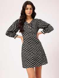 DressBerry Urban Elegance Lace-Ups Striped Sheath Mini Dress