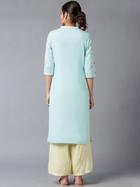 W Women Blue & Brown Printed Kurta
