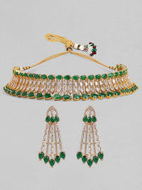 Rubans 22k Crystal Emerald & White Cubicziicronia Set Juelan Choker Studded
