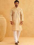 SOJANYA Floral Woven Design Mandarin Collar Straight Kurta With Churidar