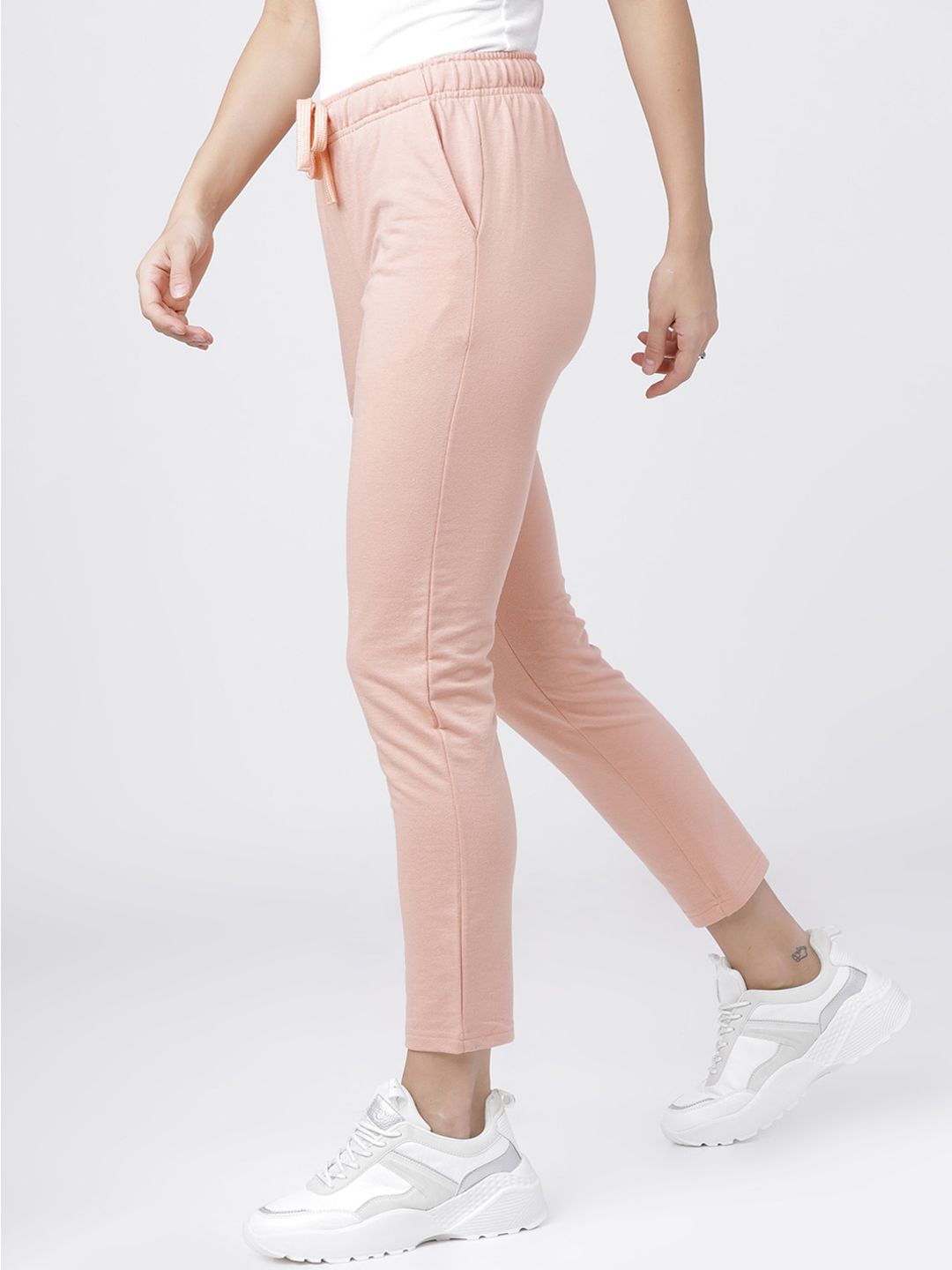 Tokyo Talkies Women Pink Solid Slim-Fit Casual Track Pants