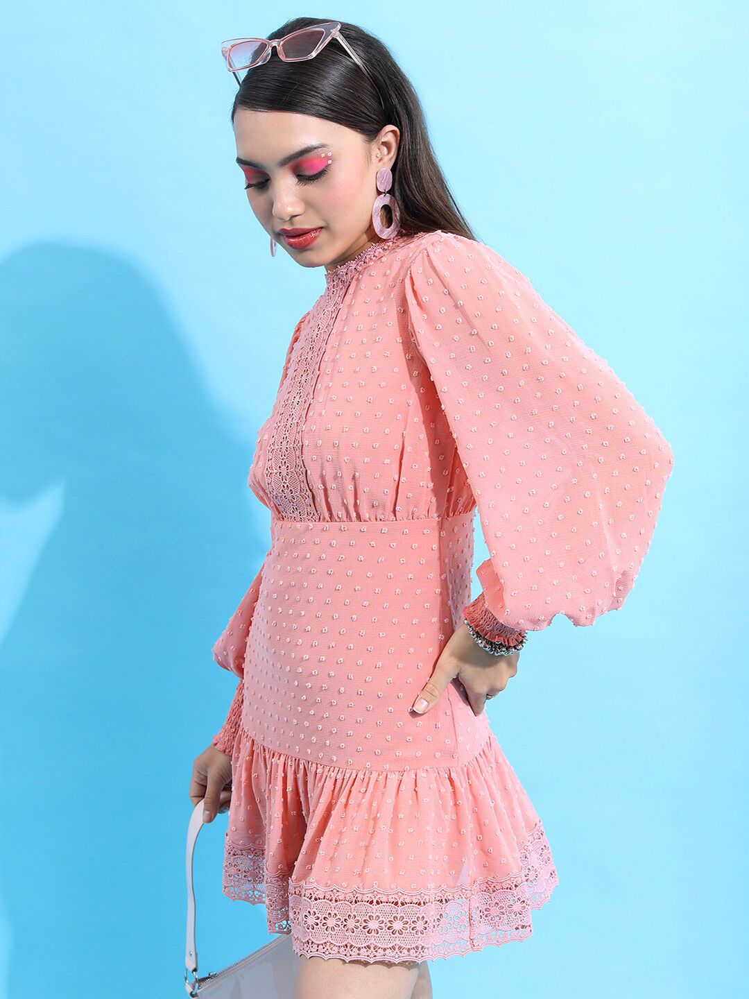 Tokyo Talkies Rose Puff Sleeve Fit & Flare Dress