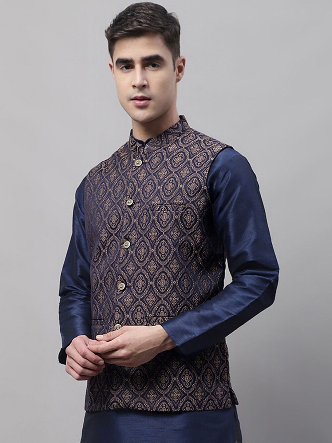 Jompers Men Woven Design Nehru Jacket