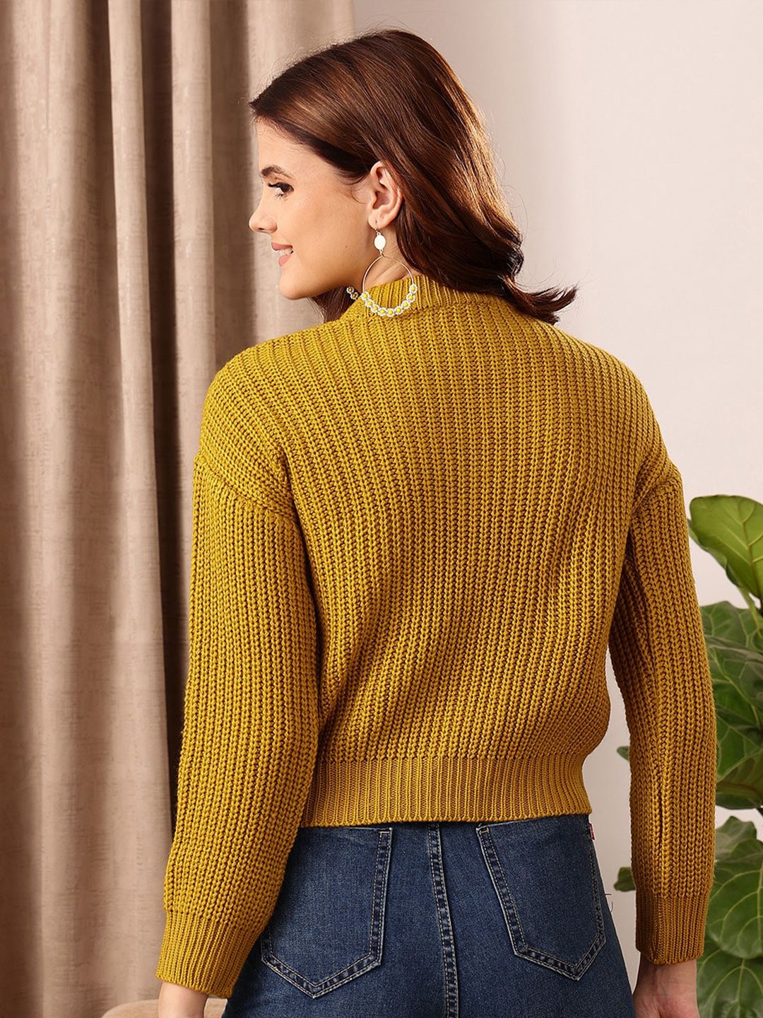 STREET 9 Self Design Round Neck Long Sleeve Acrylic Cable Knit Pullover Sweaters
