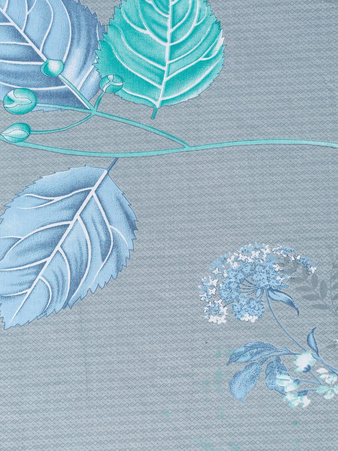 KLOTTHE Blue Floral Printed Dilengkapi 400 TC Cotton King Bedsheet Dengan 2 Sarung Bantal