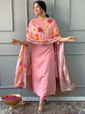 KALINI Floral Yoke Design Regular Straight Kurta With Trousers & Dupatta