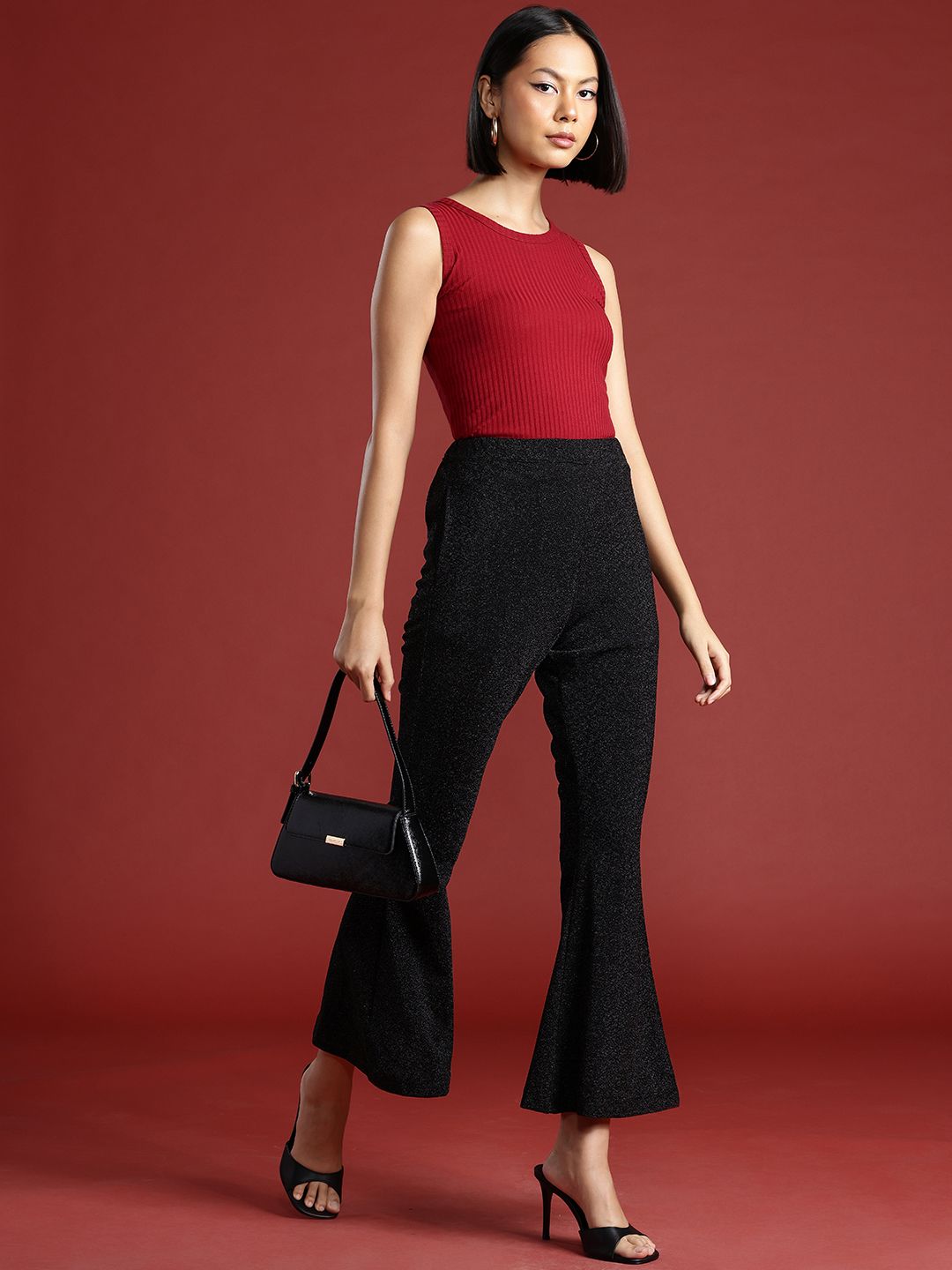 all about you Women High-Rise Sheen Trousers