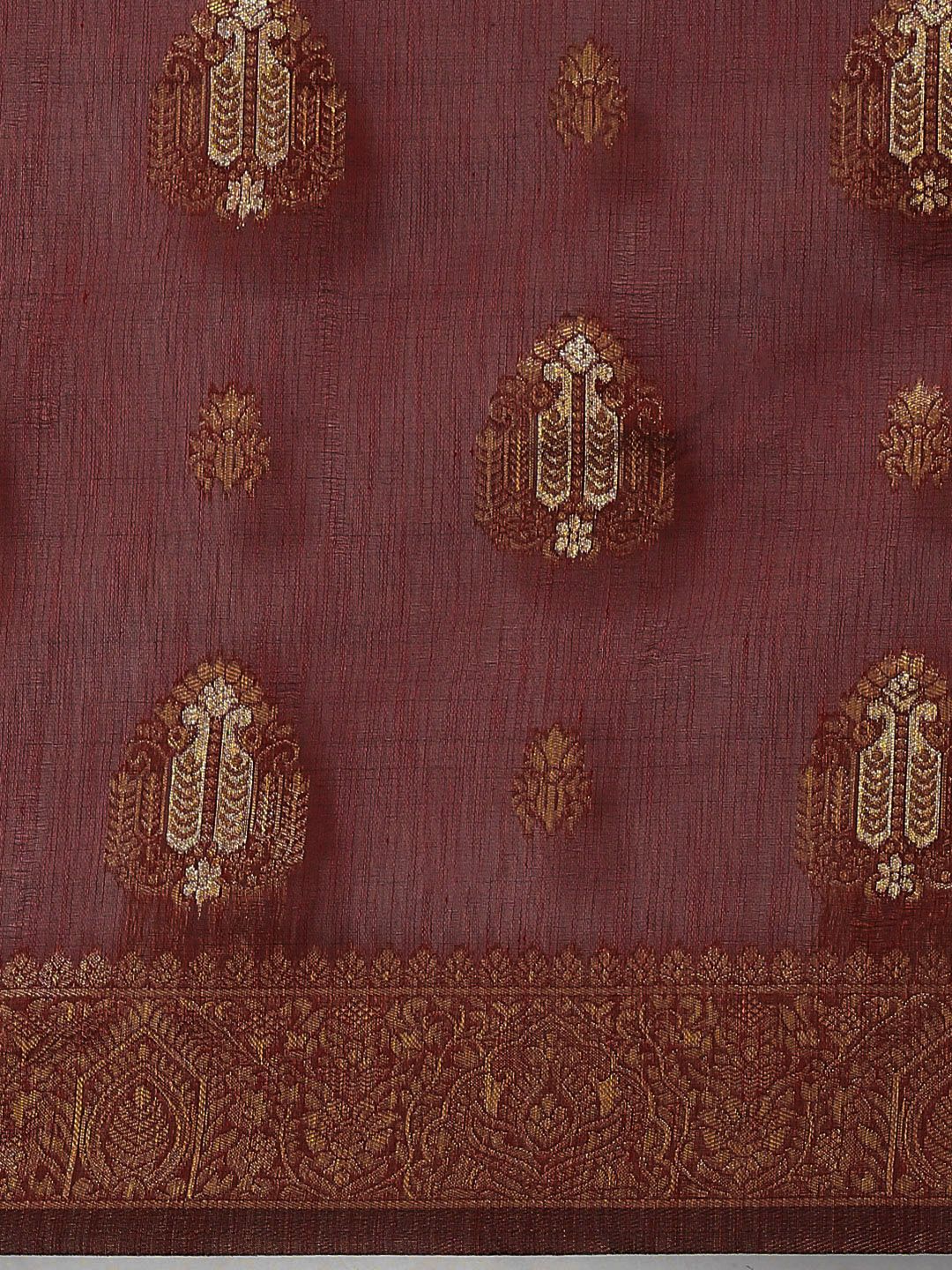 Saree mall Maroon & Gold-Toned Ethnic Motifs Zari Banarasi Sarees