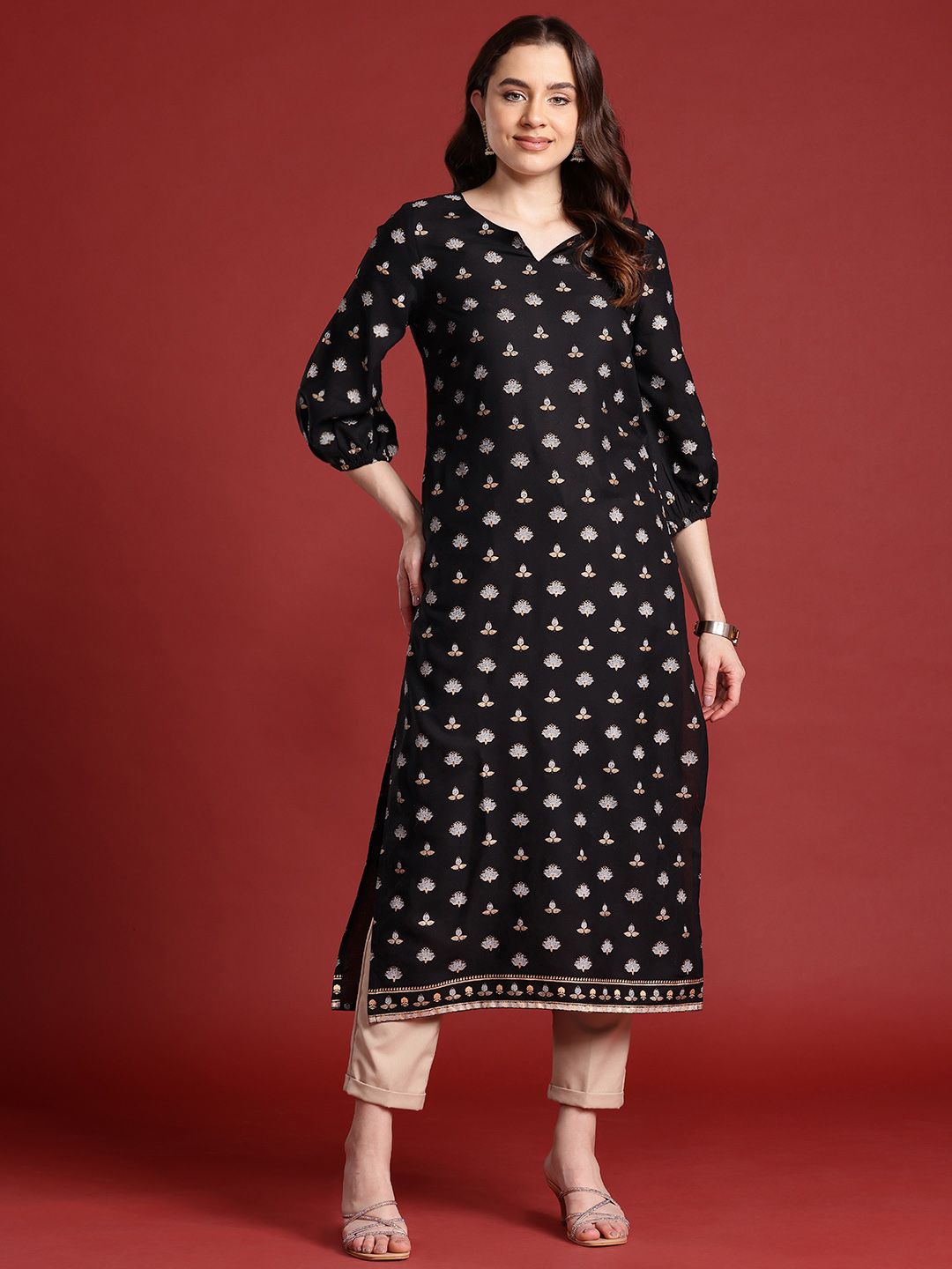 Anouk X Basant Bahaar Ethnic Printed Straight Kurta