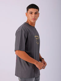 The Indian Garage Co Men Back Printed Boxy Oversized Round Neck T-shirt