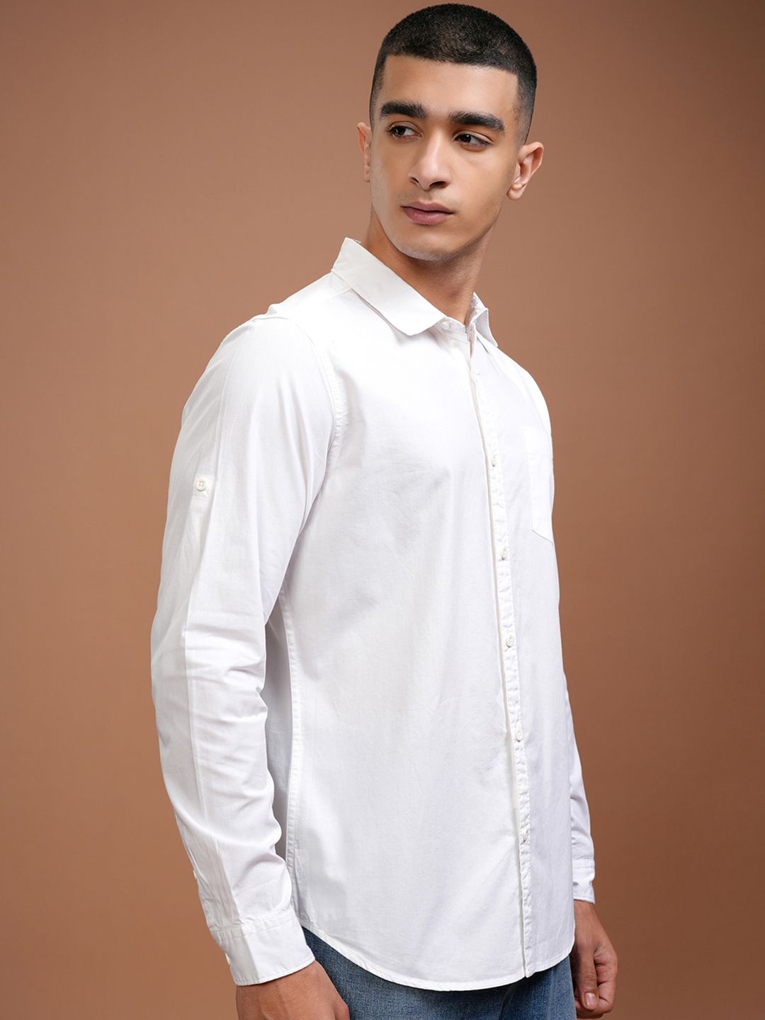 Highlander White Slim Fit Casual Shirt