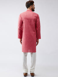 SOJANYA Men Pink Solid Kurta Lurus