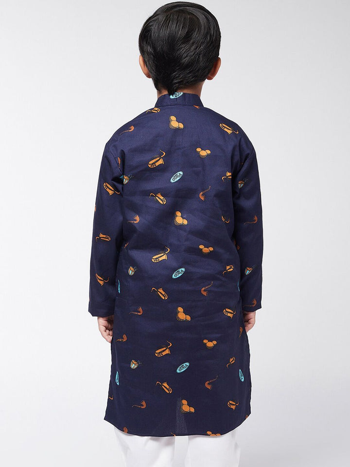 SOJANYA Boys Navy Blue Printed Kurta