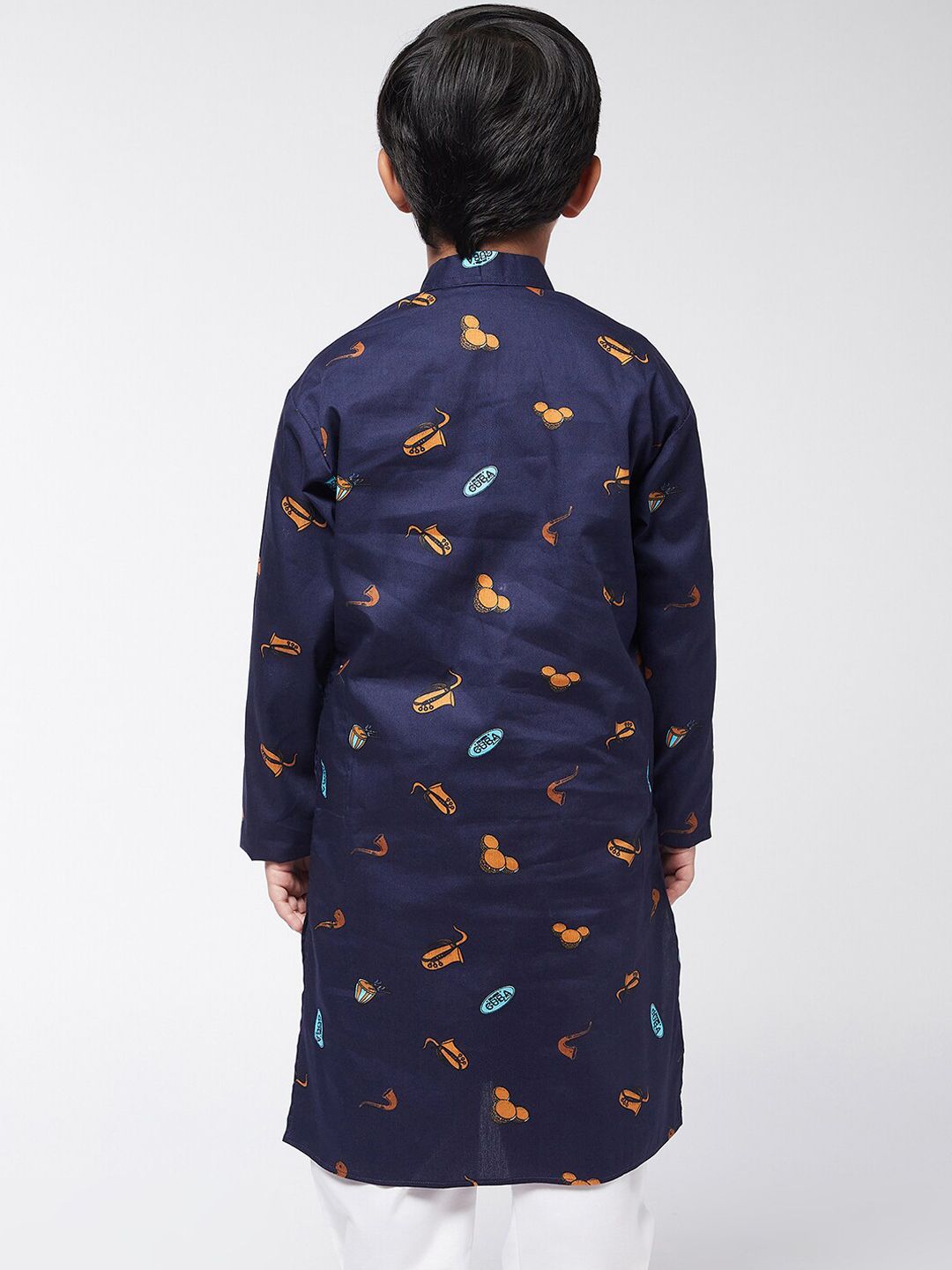 SOJANYA Boys Navy Blue Printed Kurta