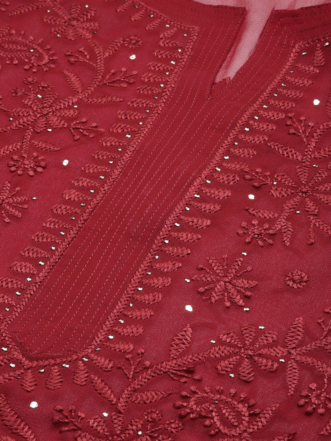 House of Pataudi Floral Embroidered Regular Chikankari Jashn Kurta with Trousers & Dupatta