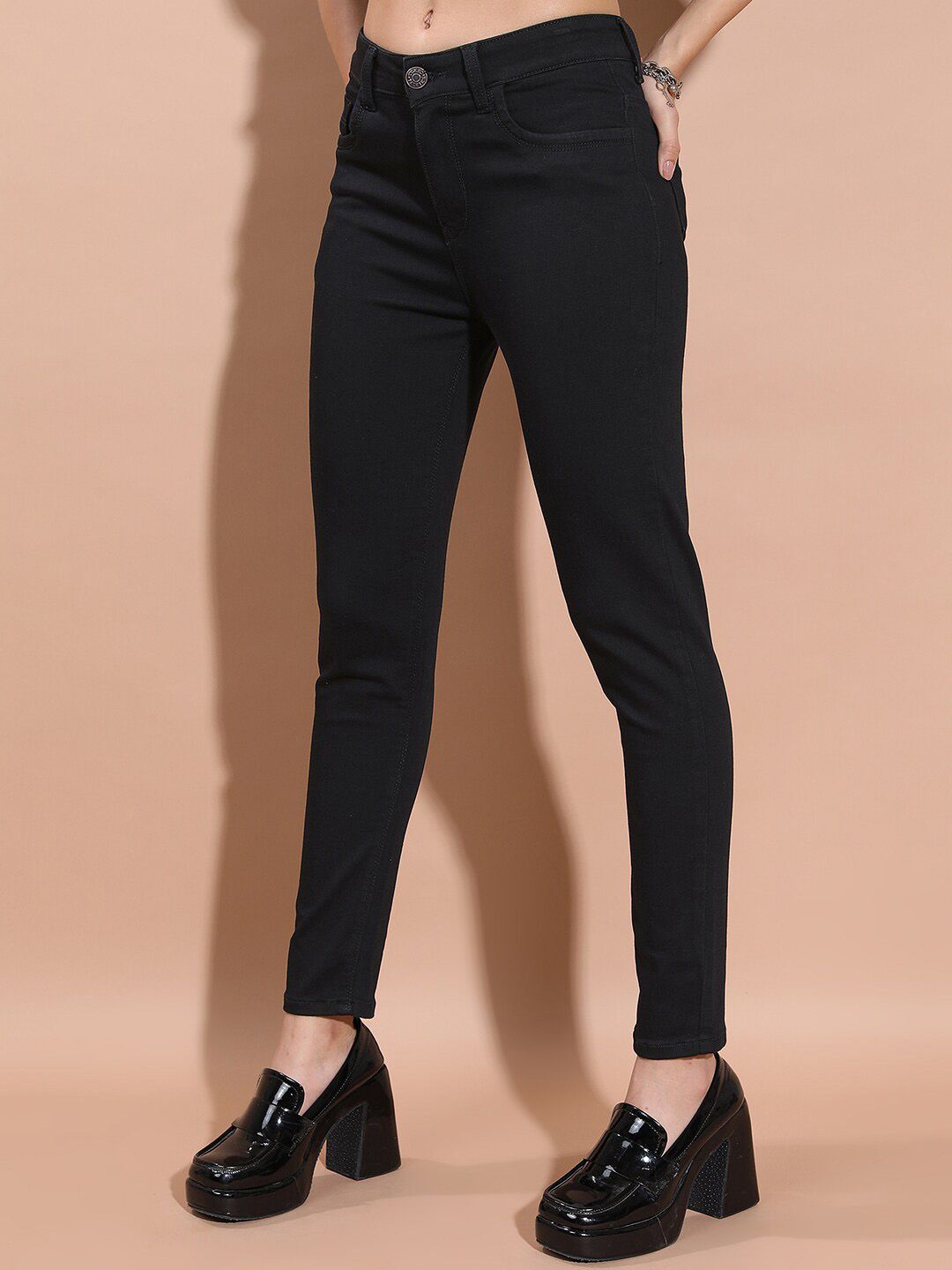 Basics By Tokyo Talkies Women Mid-Rise Slim Fit Clean Look Stretchable Jeans