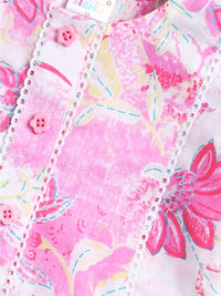 VASTRAMAY Girls Floral Printed Regular Pure Cotton Kurta with Trousers