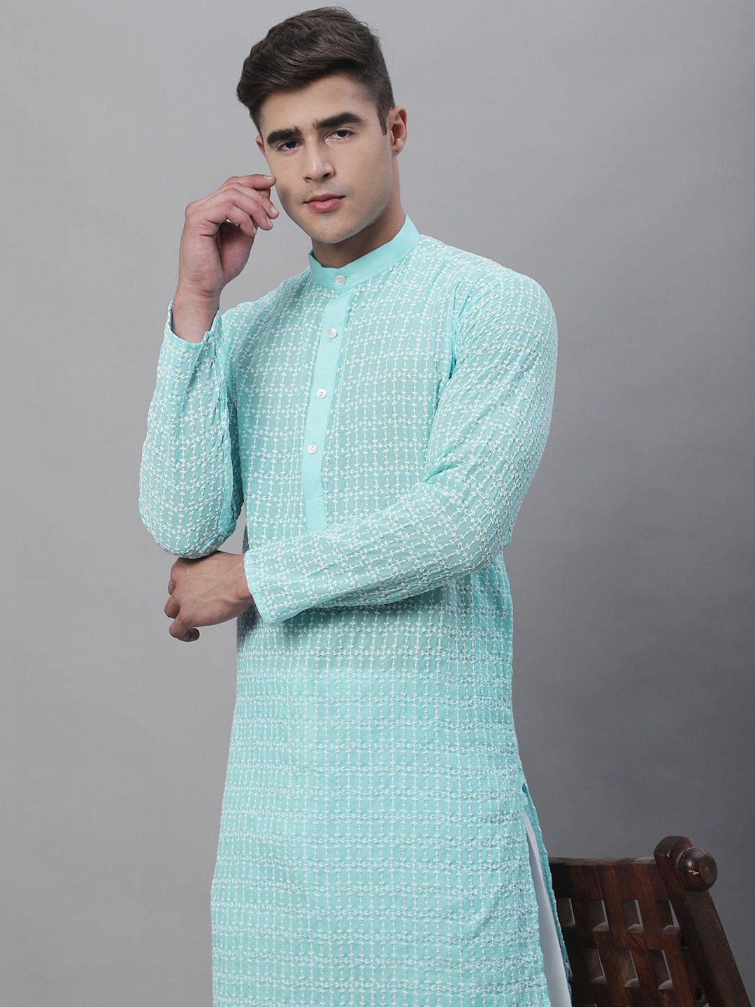 SOJANYA Embroidered Thread Work Pure Cotton Kurta with Churidar
