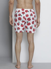 The Indian Garage Co Men White & Red Printed Cotton Lounge Shorts