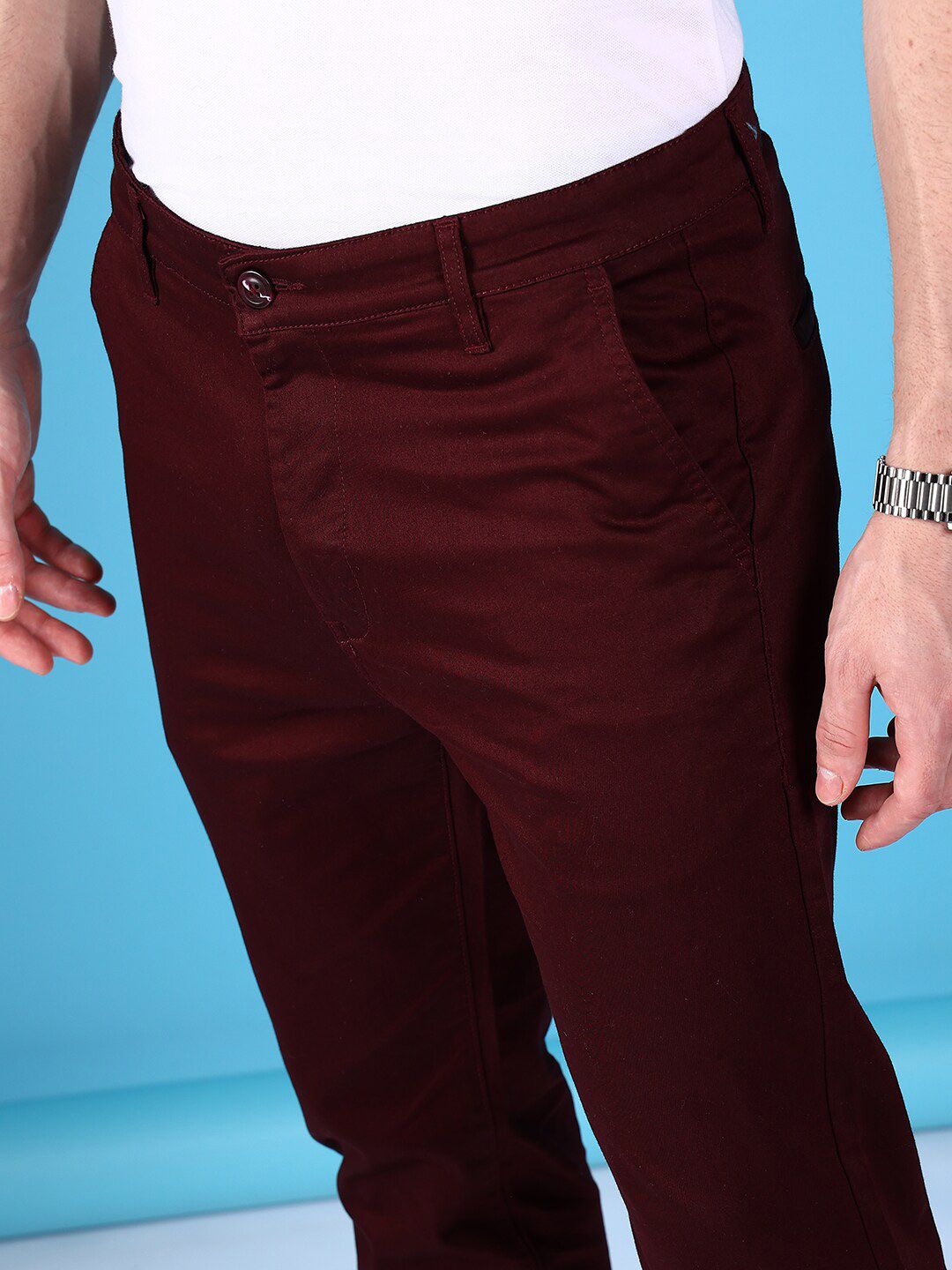 The Indian Garage Co Men Slim Fit Mid-Rise Trousers